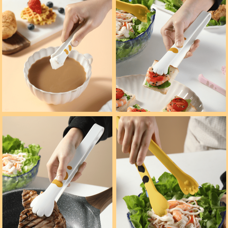 Cat Paw Shaped Non-Slip Silicone Cooking Tongs-Furever Adorable