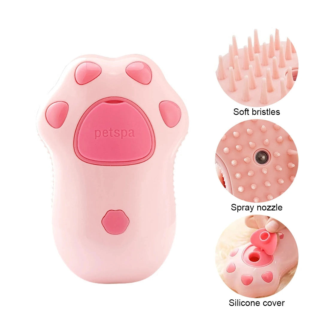 Cat Steam Brush Dog Massage Comb with Electric Water Spray Soft Silicone Pet Grooming Brush for Removing Tangled and Loose Hair Furever Adorable