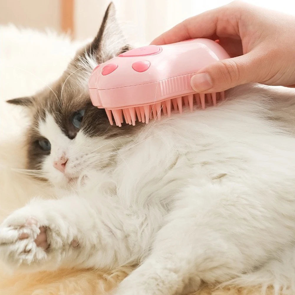 Cat Steam Brush Dog Massage Comb with Electric Water Spray Soft Silicone Pet Grooming Brush for Removing Tangled and Loose Hair Furever Adorable