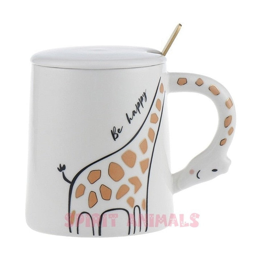 Ceramic Mug - Giraffe with Lid & Spoon-Furever Adorable