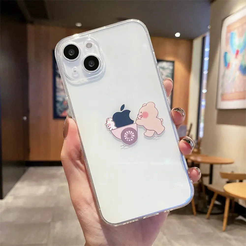 Couple Little Bear Rabbit Stroller for iPhone Case product photo 6