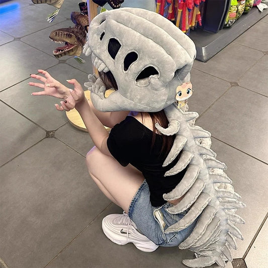 75/115CM Realistic Dinosaur Skeleton Costume Set Funny Headgear Cosply Dress up Clothing Plush Toys Creative Gifts Furever Adorable
