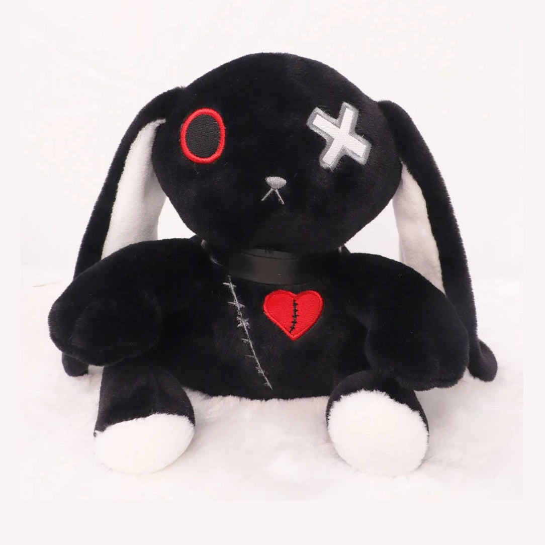 Creepy Goth Bunny Plush Crazy Rabbit Plushie Toys, Spooky Gothic Bunny Stuffed Animal Cute Horror Dreadful Bunny Doll Furever Adorable