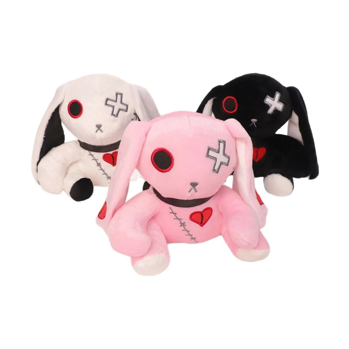 Creepy Goth Bunny Plush Crazy Rabbit Plushie Toys, Spooky Gothic Bunny Stuffed Animal Cute Horror Dreadful Bunny Doll Furever Adorable