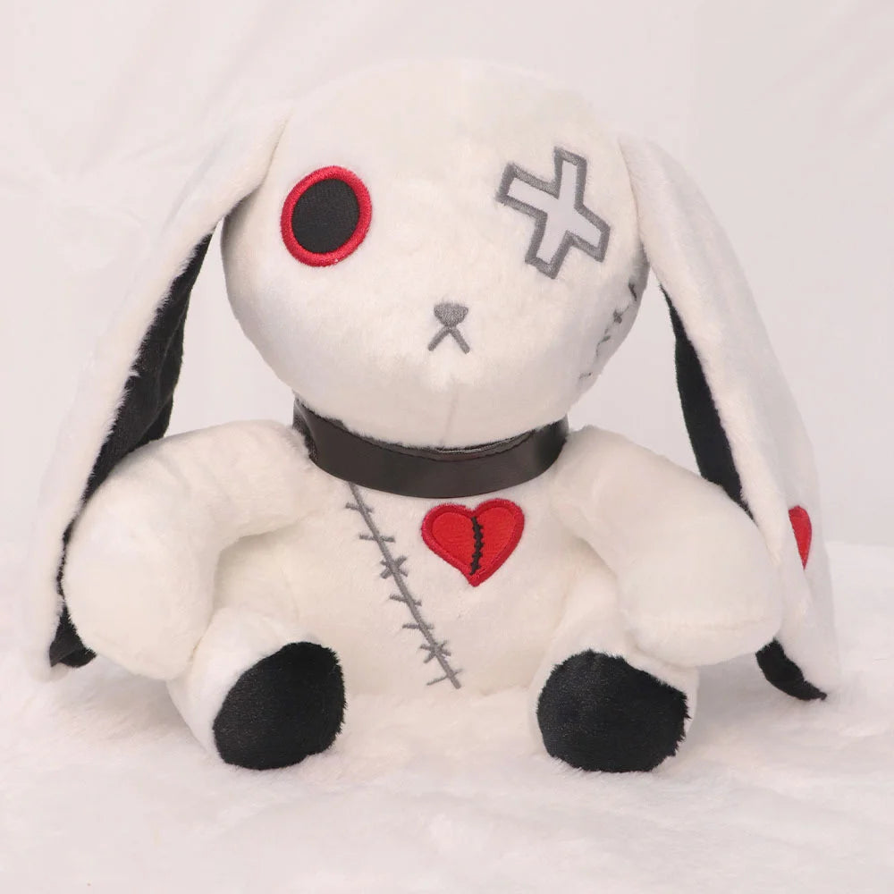 Creepy Goth Bunny Plush Crazy Rabbit Plushie Toys, Spooky Gothic Bunny Stuffed Animal Cute Horror Dreadful Bunny Doll Furever Adorable