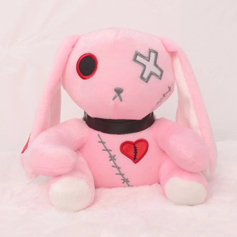 Creepy Goth Bunny Plush Crazy Rabbit Plushie Toys, Spooky Gothic Bunny Stuffed Animal Cute Horror Dreadful Bunny Doll Furever Adorable