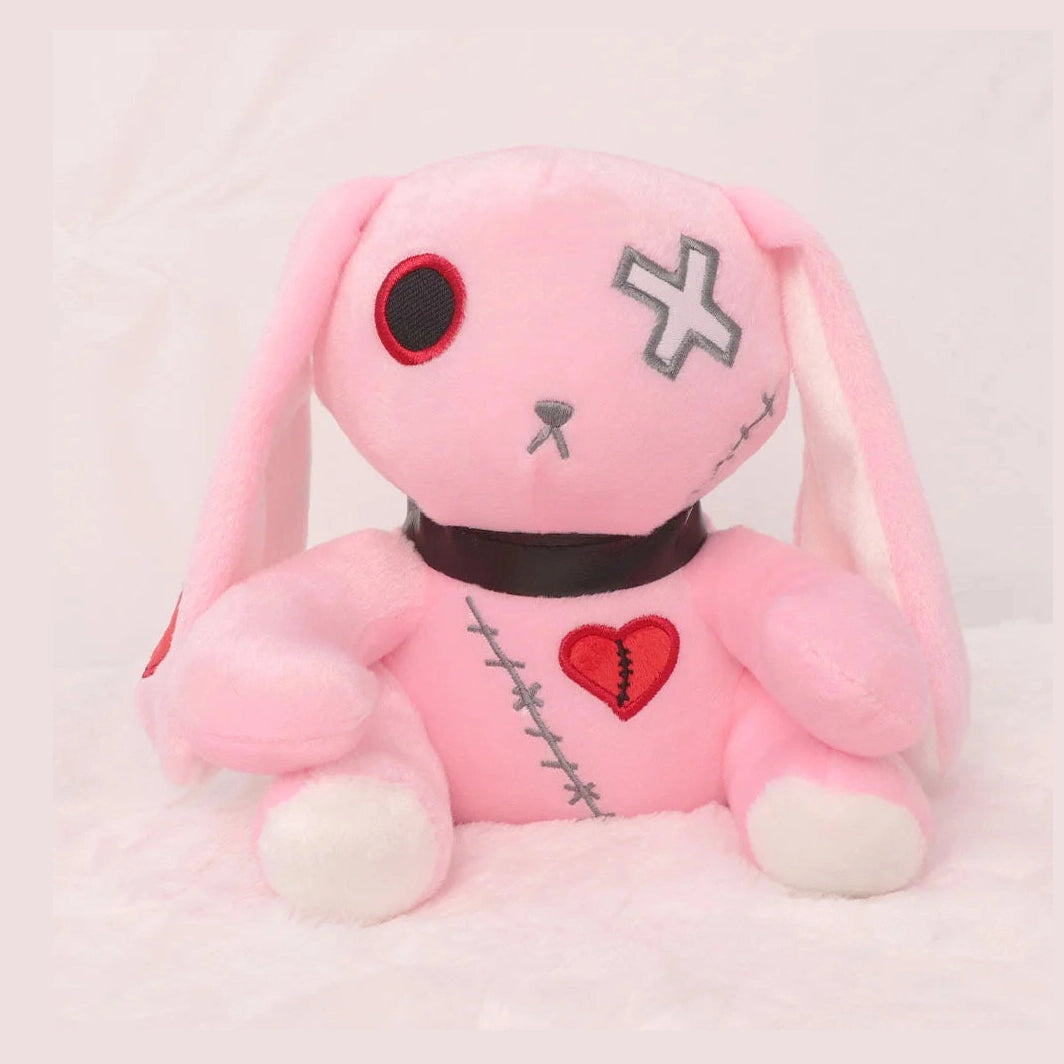 Creepy Goth Bunny Plush Crazy Rabbit Plushie Toys, Spooky Gothic Bunny Stuffed Animal Cute Horror Dreadful Bunny Doll Furever Adorable