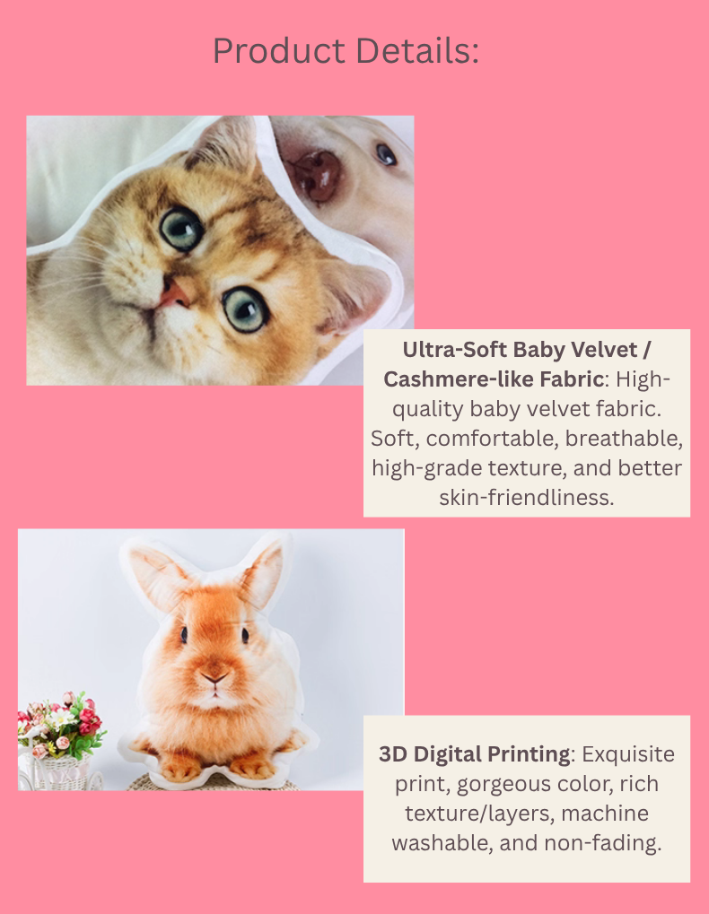 Custom Pet Photo Pillow: Hug Your Furry Best Friend! Furever Adorable