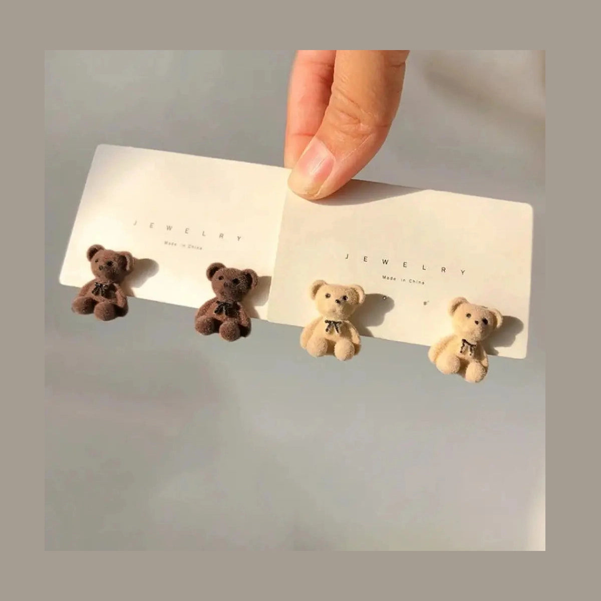 Cute Flocked Rabbit / Bear Earrings / Rings-Furever Adorable
