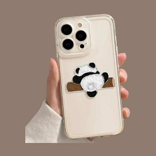 Cute Panda Patterned Transparent iPhone Case-Furever Adorable