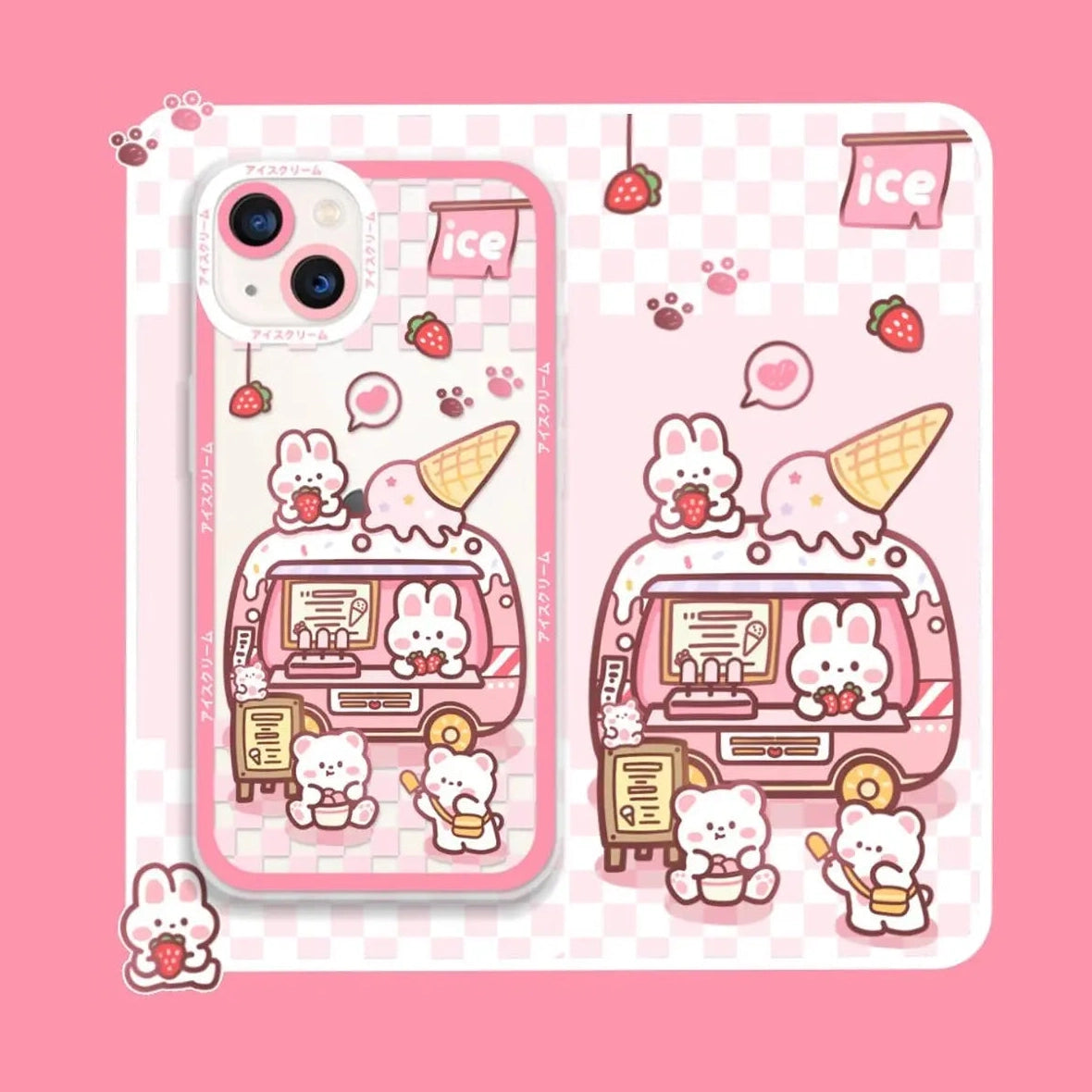 Cute Rabbit Cartoon Ice-Cream Vehicle Phone Case for iPhone-Furever Adorable