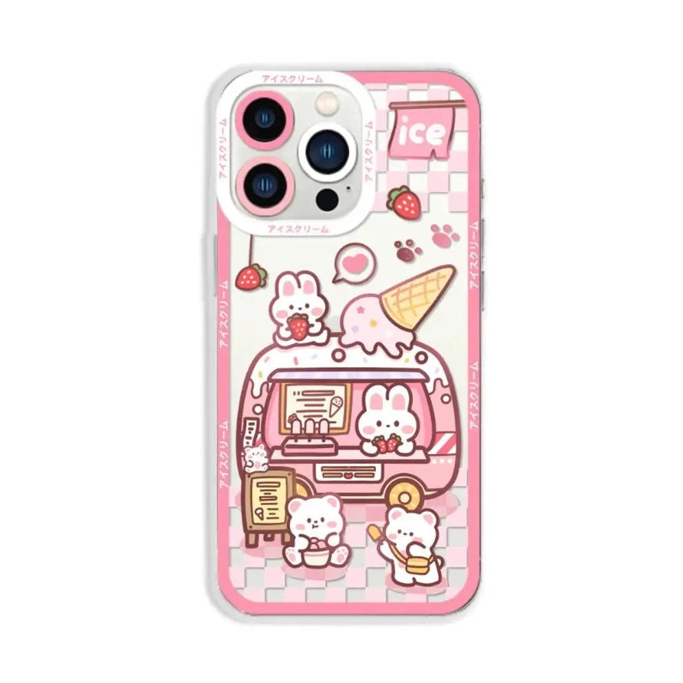 Cute Rabbit Cartoon Ice-Cream Vehicle Phone Case for iPhone-Furever Adorable