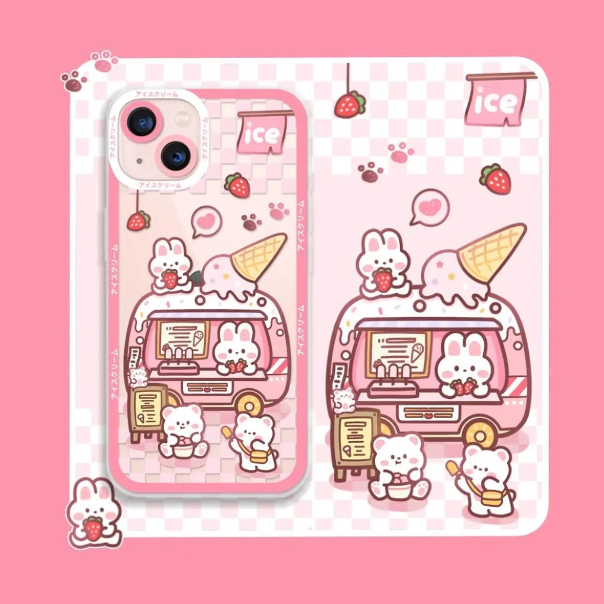 Cute Rabbit Cartoon Ice-Cream Vehicle Phone Case for iPhone-Furever Adorable