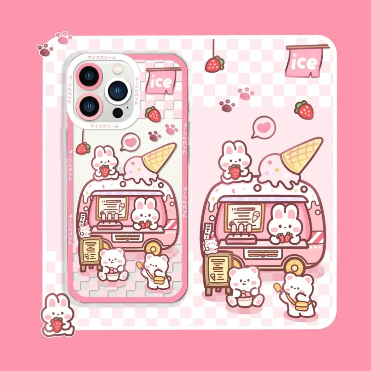 Cute Rabbit Cartoon Ice-Cream Vehicle Phone Case for iPhone-Furever Adorable