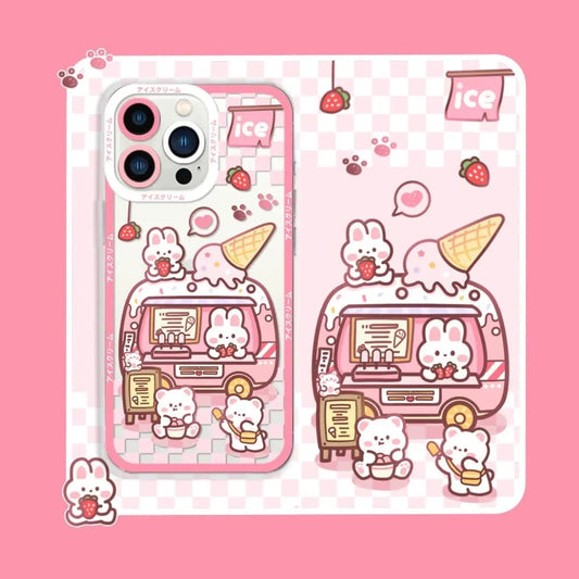 Cute Rabbit Cartoon Ice-Cream Vehicle Phone Case for iPhone-Furever Adorable