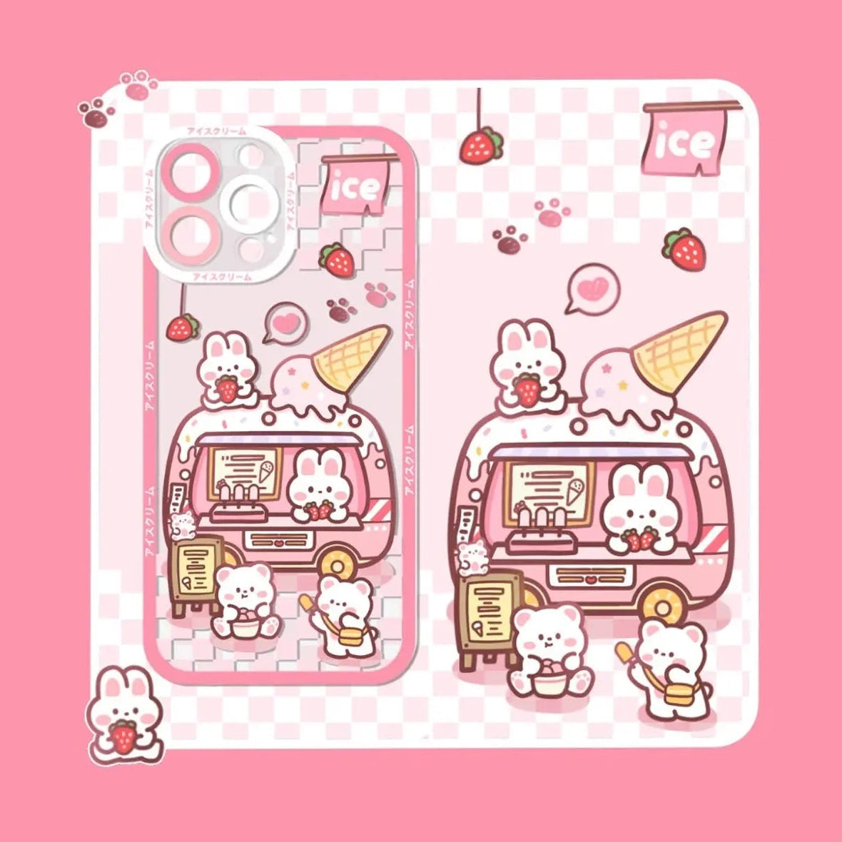 Cute Rabbit Cartoon Ice-Cream Vehicle Phone Case for iPhone-Furever Adorable