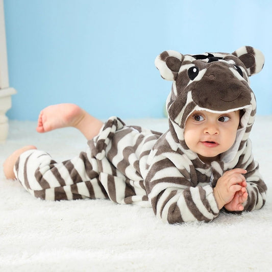 Done Zebra Patterned Adorable Baby Romper-Furever Adorable