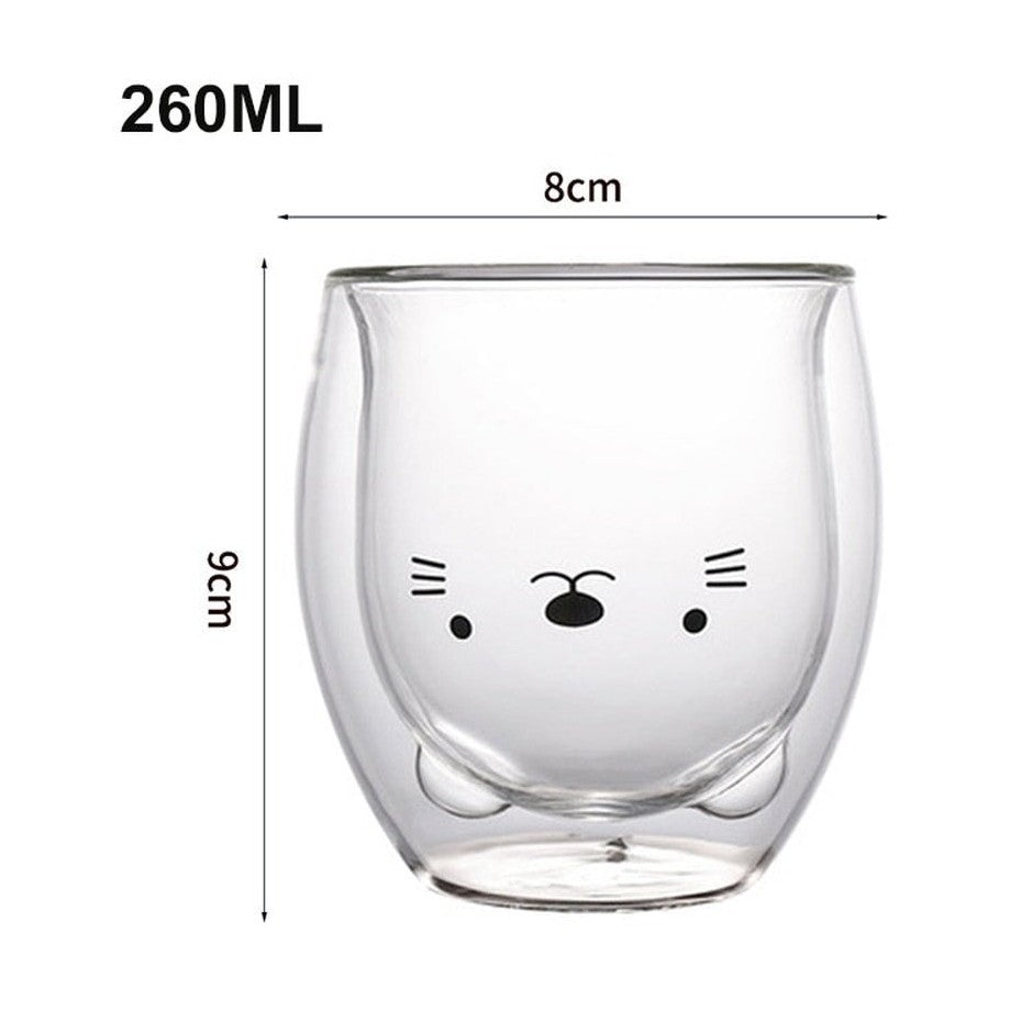 Double-Layer Glass Coffee Cup- Bear / Duck / Cat / Dog-Furever Adorable
