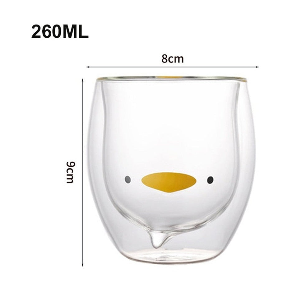 Double-Layer Glass Coffee Cup- Bear / Duck / Cat / Dog-Furever Adorable