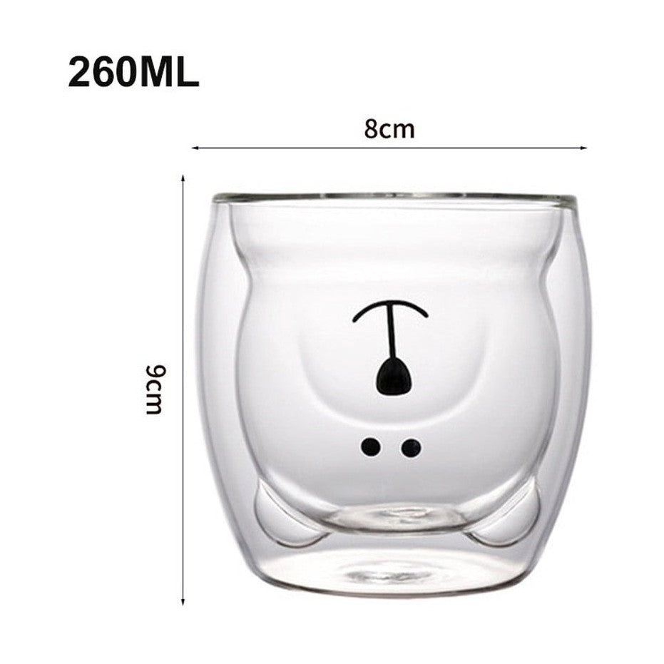Double-Layer Glass Coffee Cup- Bear / Duck / Cat / Dog-Furever Adorable