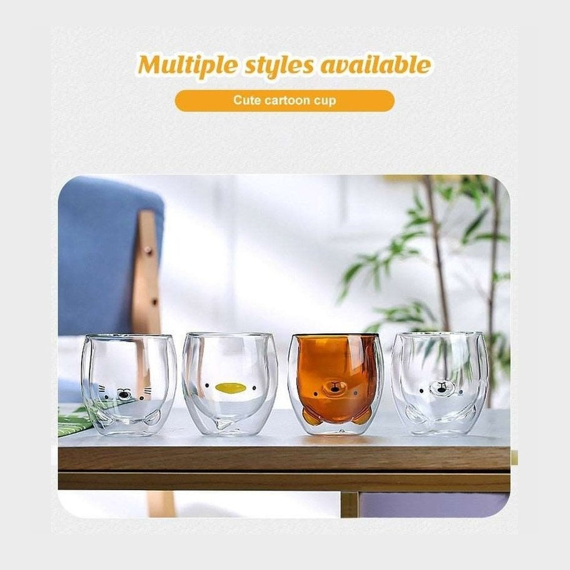 Double-Layer Glass Coffee Cup- Bear / Duck / Cat / Dog-Furever Adorable