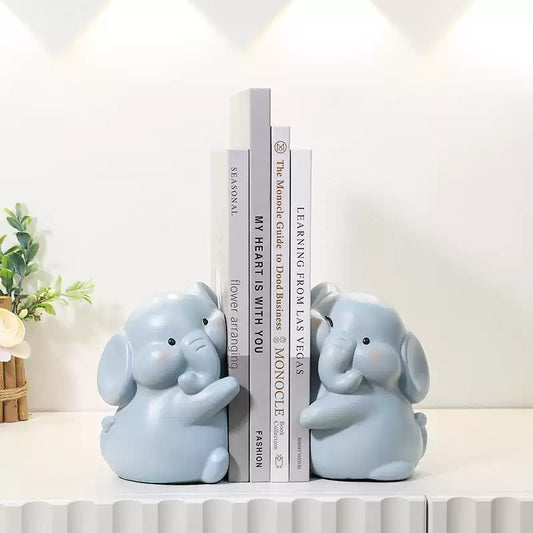 Dreamy Elephant Resin Bookends - Cozy Safari Shelf Decor Furever Adorable