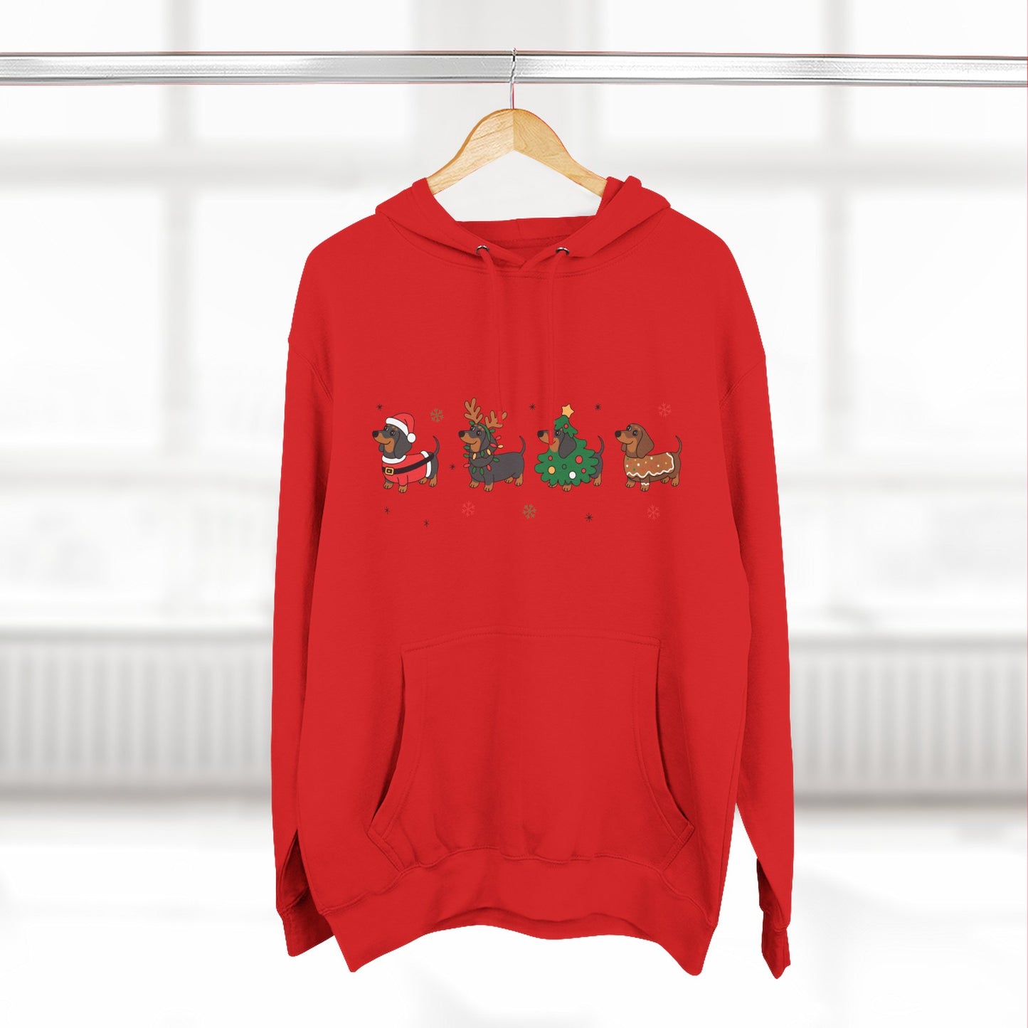 Fleece Hoodie Christmas Dachshund Furever Adorable