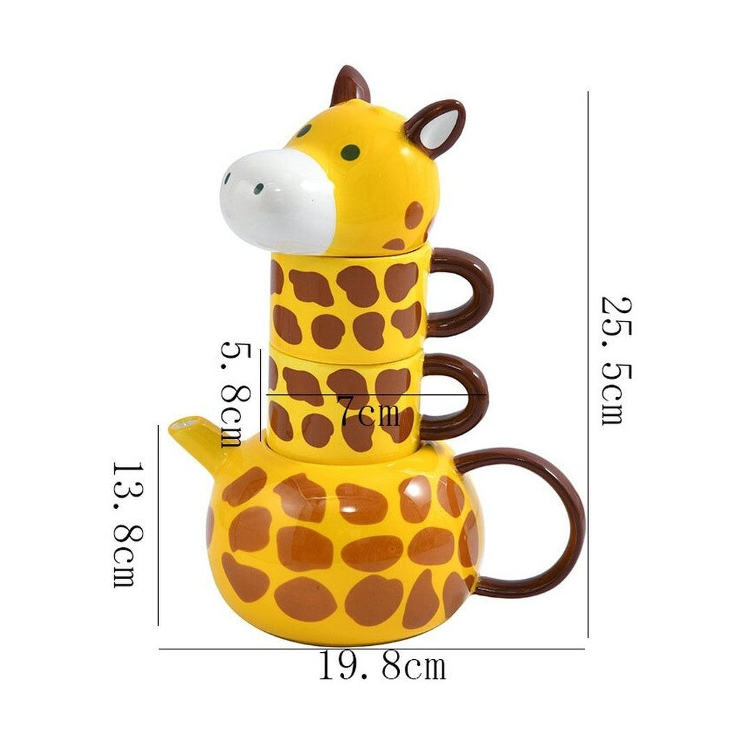 Giraffe Ceramic Coffee Cup Pot Set-Furever Adorable