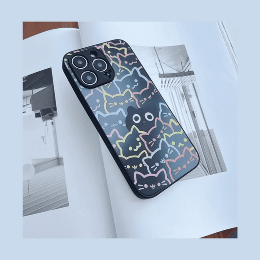 Liquid Glass Cat Pattern Phone Case-Furever Adorable