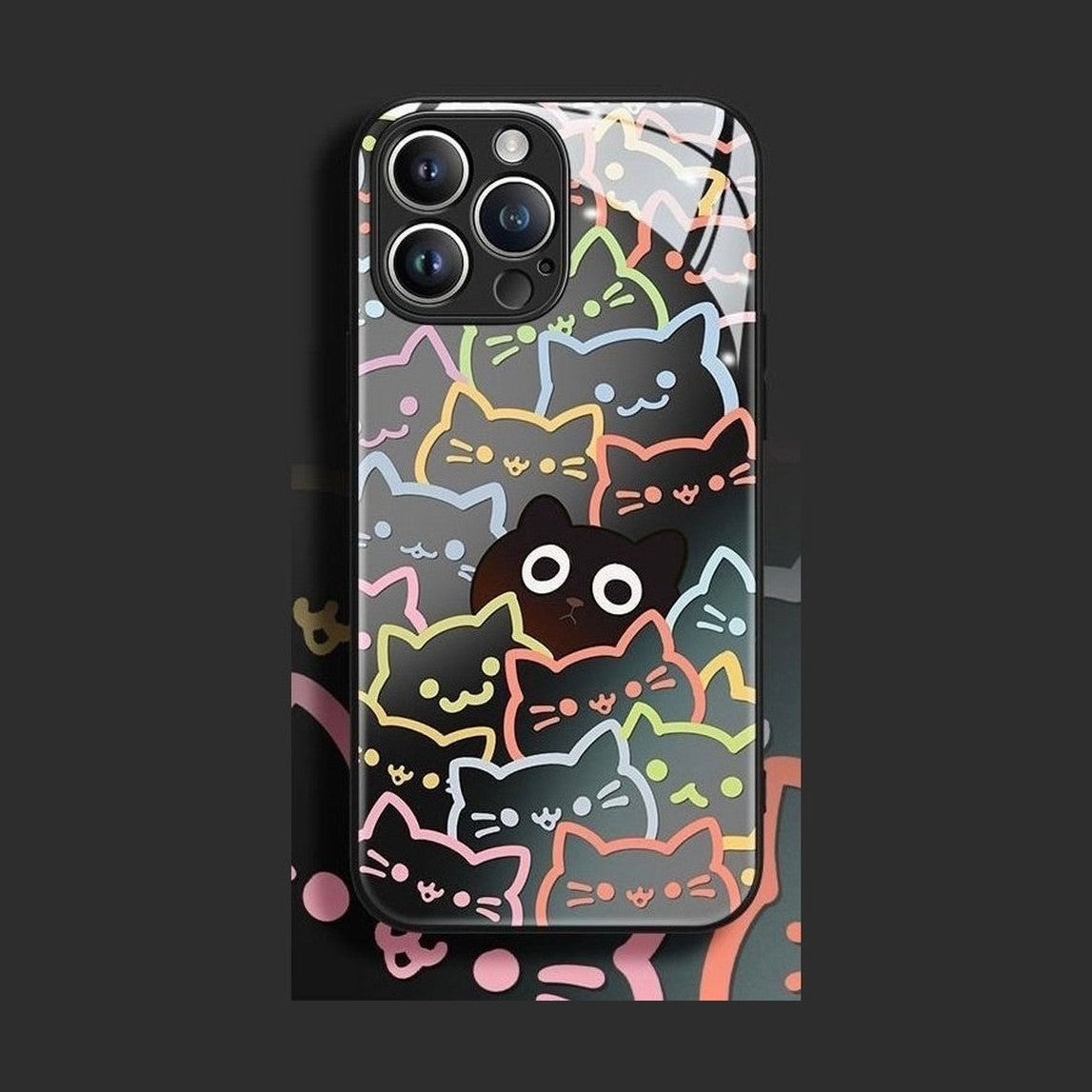 Liquid Glass Cat Pattern Phone Case-Furever Adorable