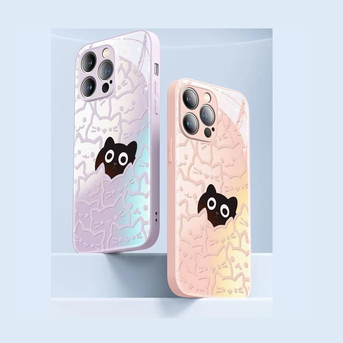Liquid Glass Cat Pattern Phone Case-Furever Adorable