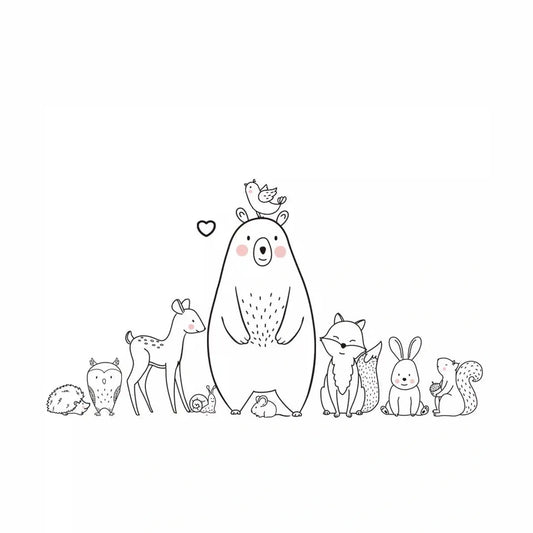 Nordic Animal Cartoon Wall Sticker-Furever Adorable