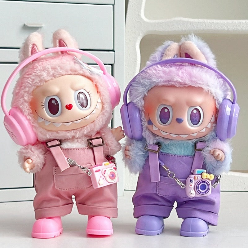 OUTFIT ONLY Labubu’s overalls with headsets Furever Adorable