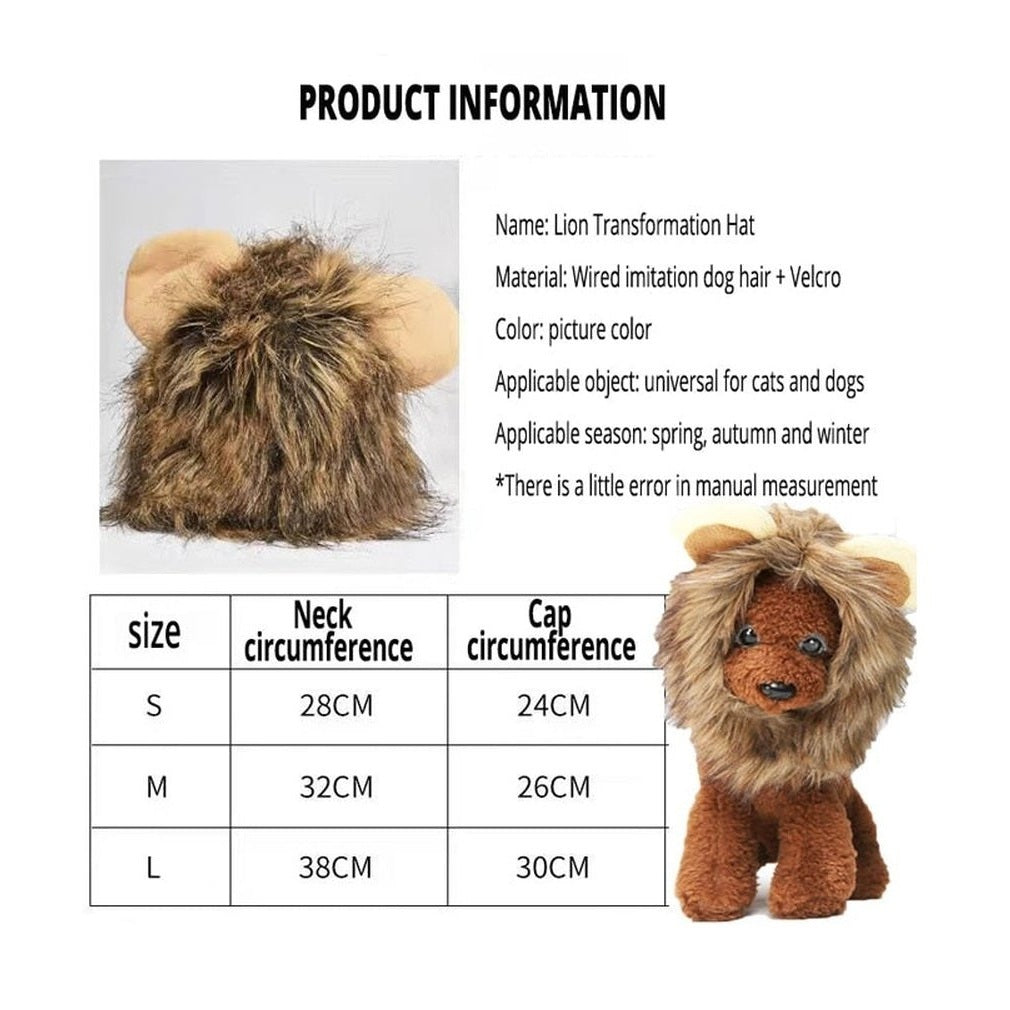 Pet Costume - Lion Mane Cat Wig Hat-Furever Adorable