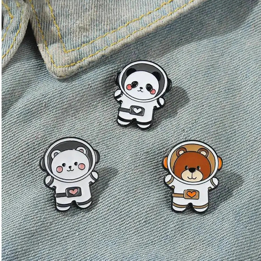 Space-Themed Animal Enamel Pins-Furever Adorable