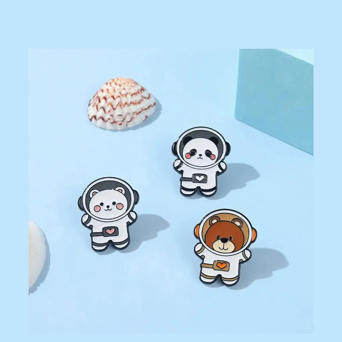 Space-Themed Animal Enamel Pins-Furever Adorable
