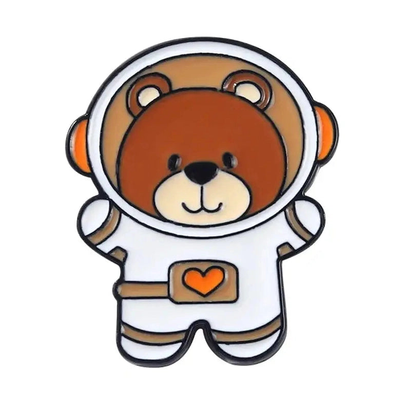Space-Themed Animal Enamel Pins-Furever Adorable