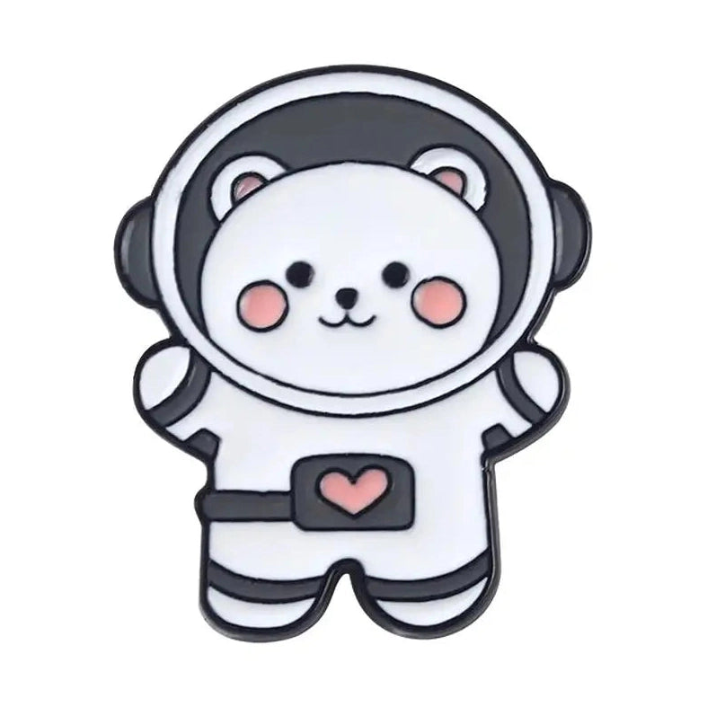Space-Themed Animal Enamel Pins-Furever Adorable