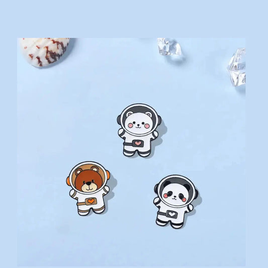 Space-Themed Animal Enamel Pins-Furever Adorable
