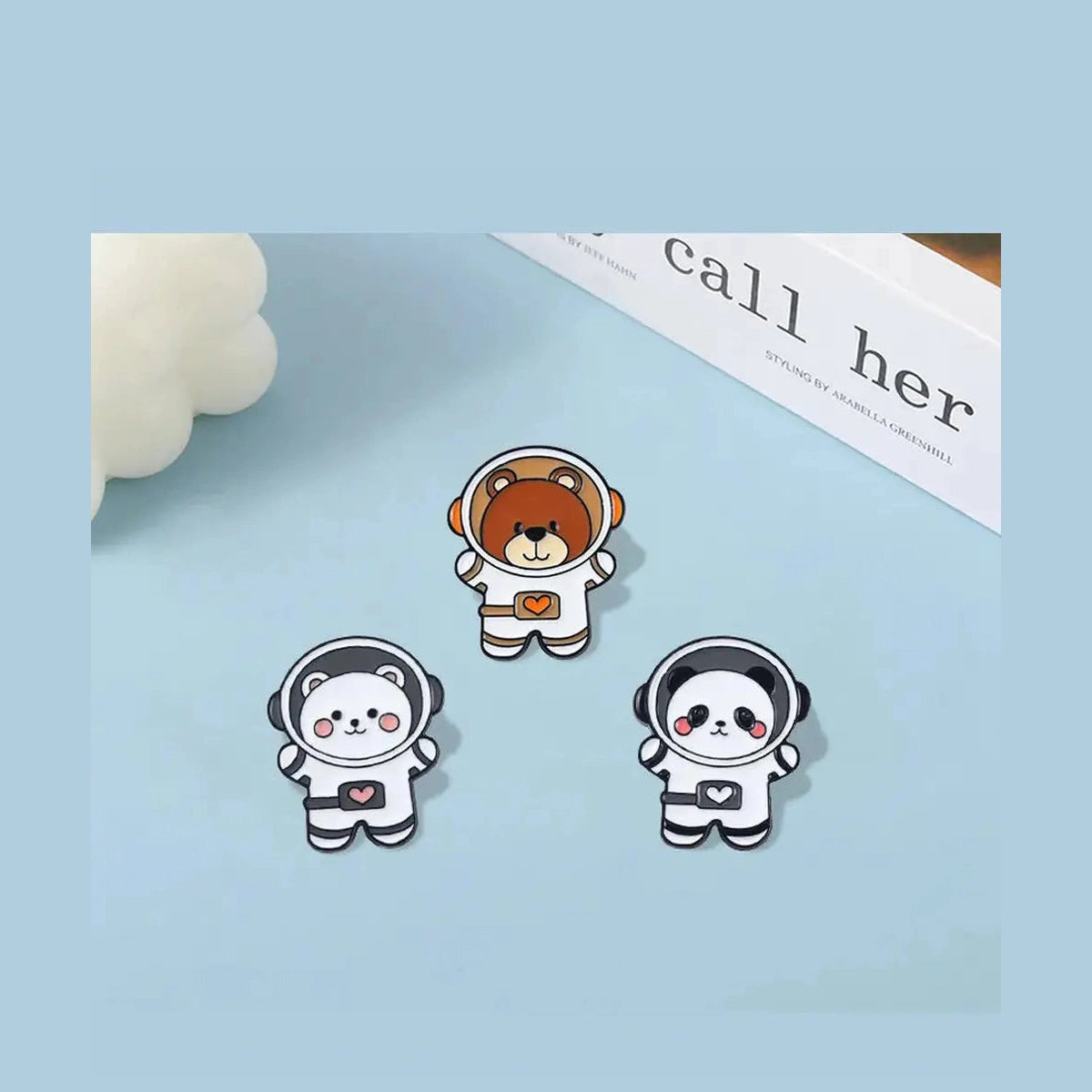 Space-Themed Animal Enamel Pins-Furever Adorable