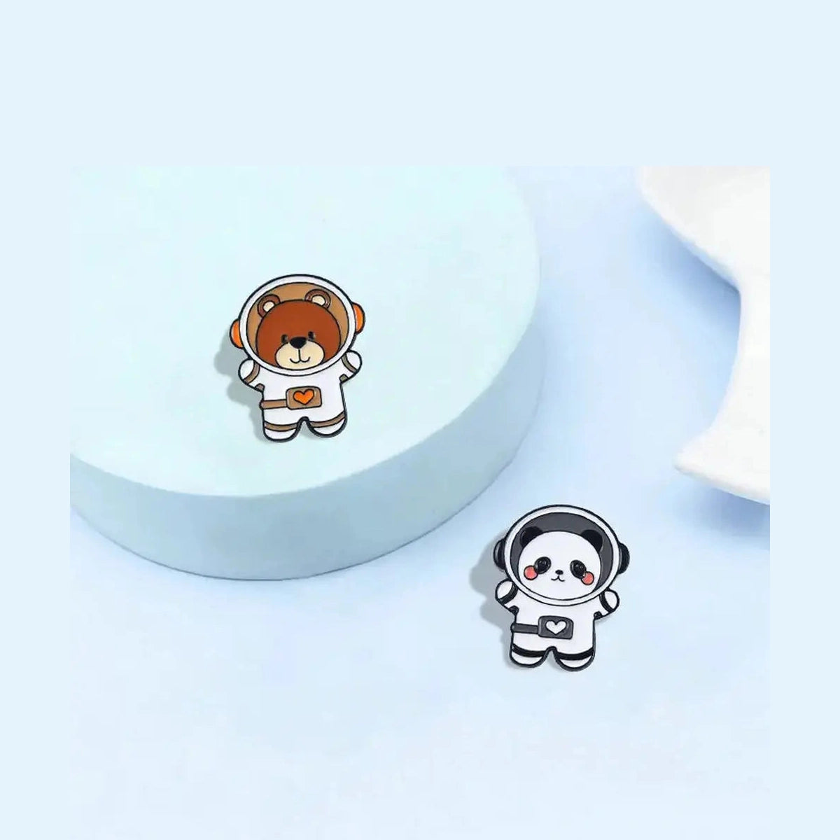 Space-Themed Animal Enamel Pins-Furever Adorable