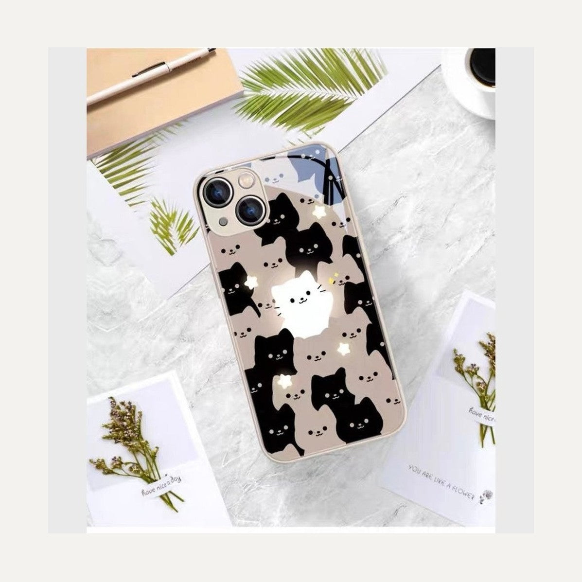 Tempered Glass Cute Cat Phone Case-Furever Adorable
