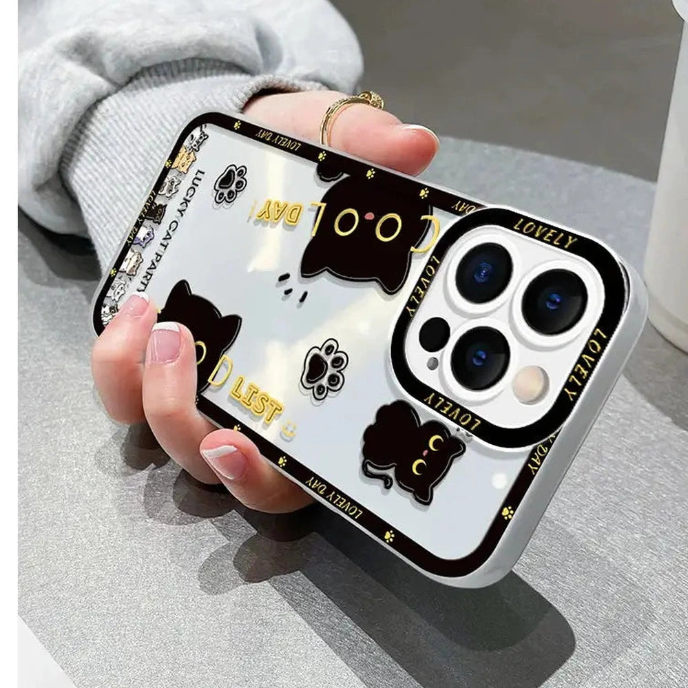 Transparent Cute Black Cat Party Phone Case-Furever Adorable