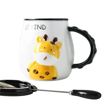 3D Giraffe Coffee Mug with Lid and Spoon-Furever Adorable