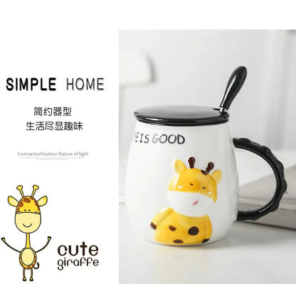 3D Giraffe Coffee Mug with Lid and Spoon-Furever Adorable