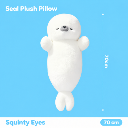70 cm white seal plush pillow in Squinty Eyes style