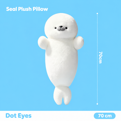 70 cm white seal plush pillow in Dot Eyes style