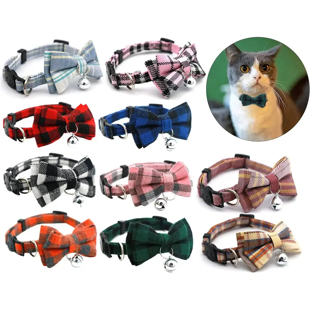 Adjustable Bow Tie with Sash Small Bell for Cats-Furever Adorable