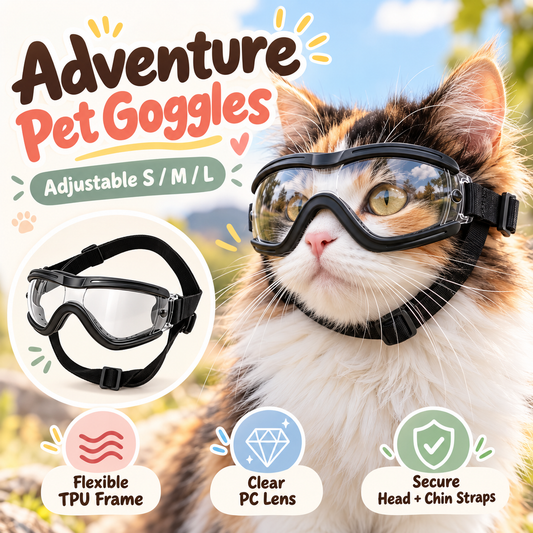 Adventure pet goggles for cats and dogs with adjustable straps