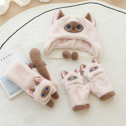 Animal-Shaped Plush Hat Scarf Set-Furever Adorable